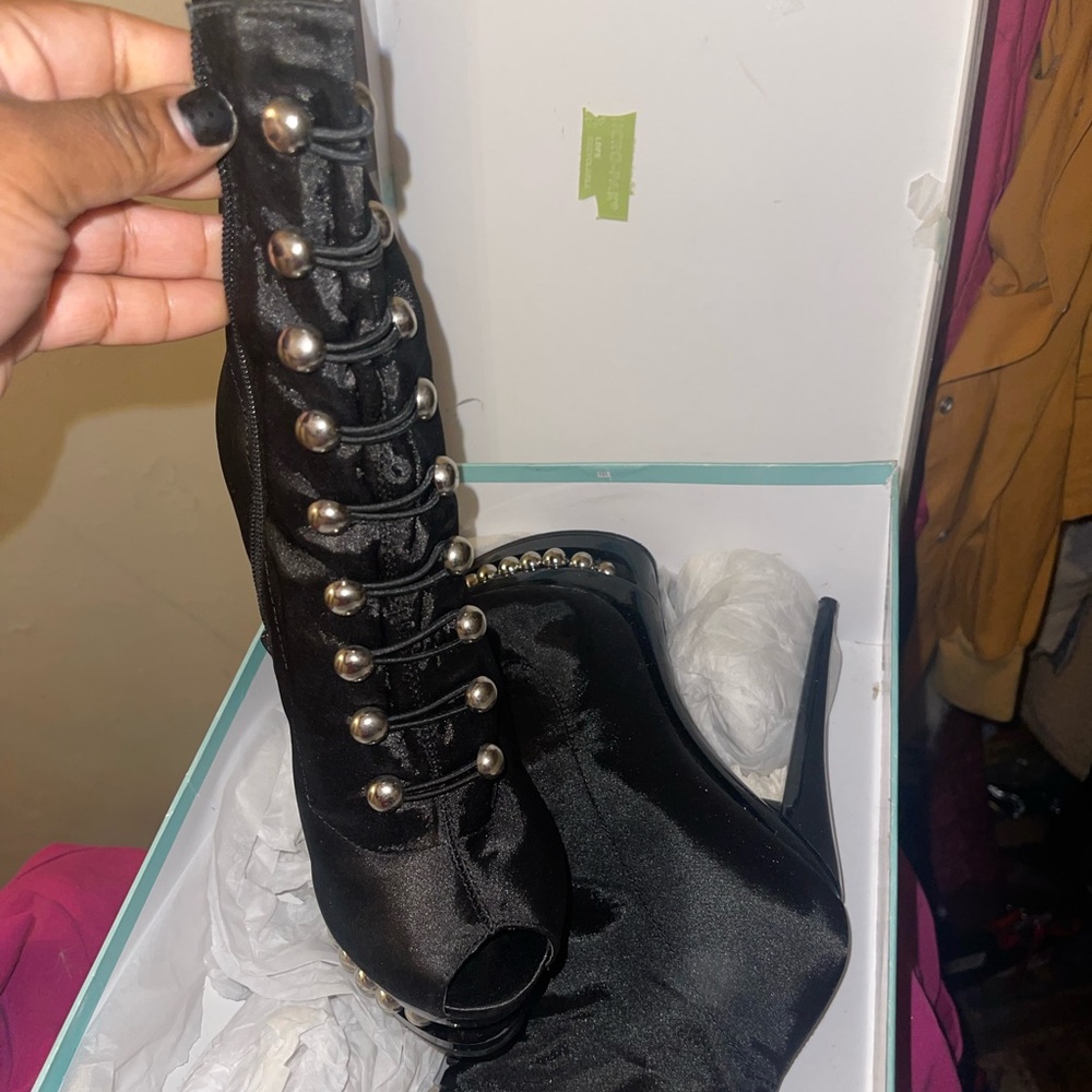 Black boot with silver studded hardware…worn twice